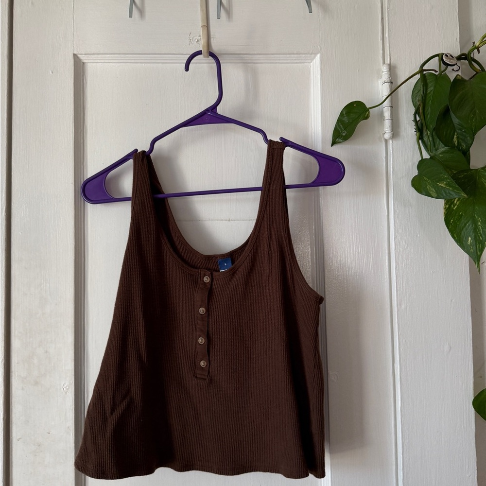 Old Navy Chocolate Button-Front Tank Top